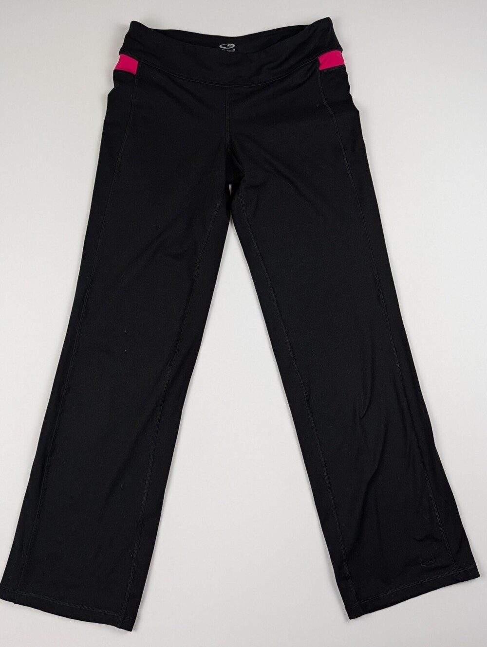 C9 Champion Cropped Leggings Small Black Pink Y2K Activewear Gymcore Athleisure